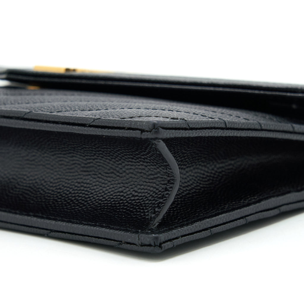 SAINT LAURENT/YSL ENVELOP CHAIN WALLET CAVIAR BLACK GHW