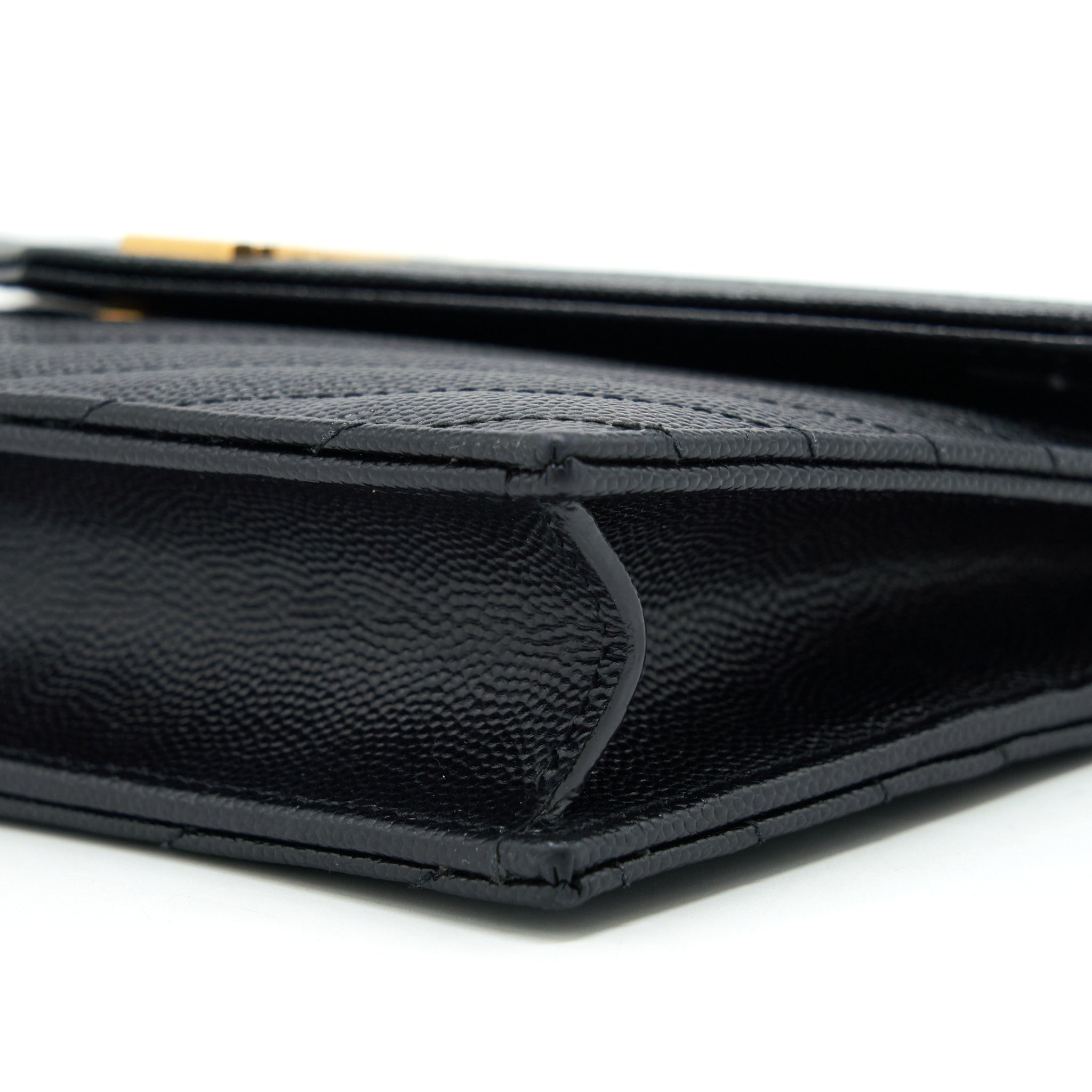 SAINT LAURENT/YSL ENVELOP CHAIN WALLET CAVIAR BLACK GHW