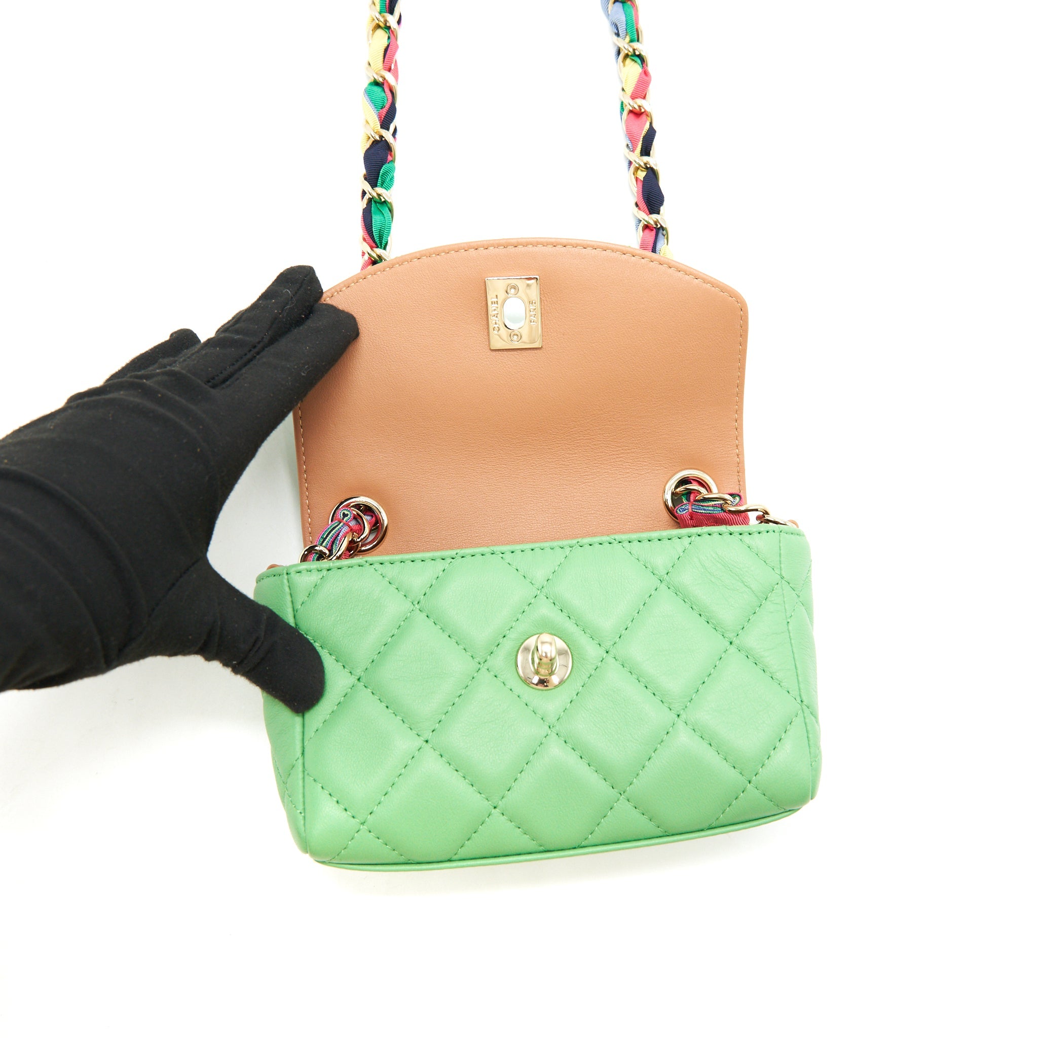 CHANEL SMALL SCARF ENTWINED CHAIN BAG GREEN
