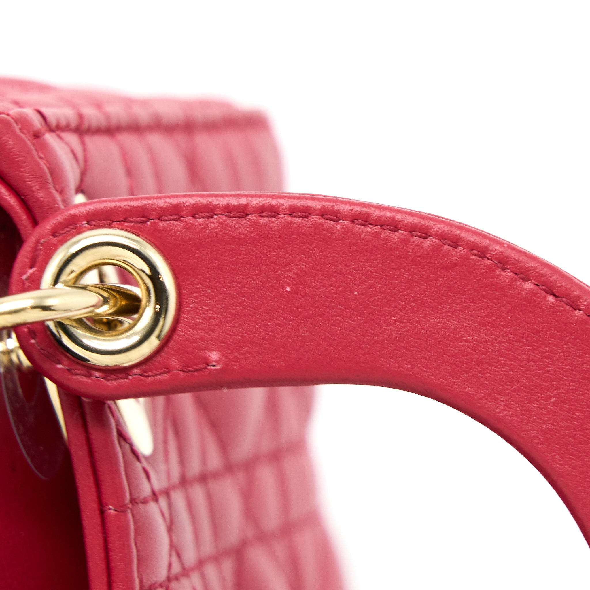 DIOR MICRO LADY DIOR BAG CANNAGE LAMBSKIN RED LGHW