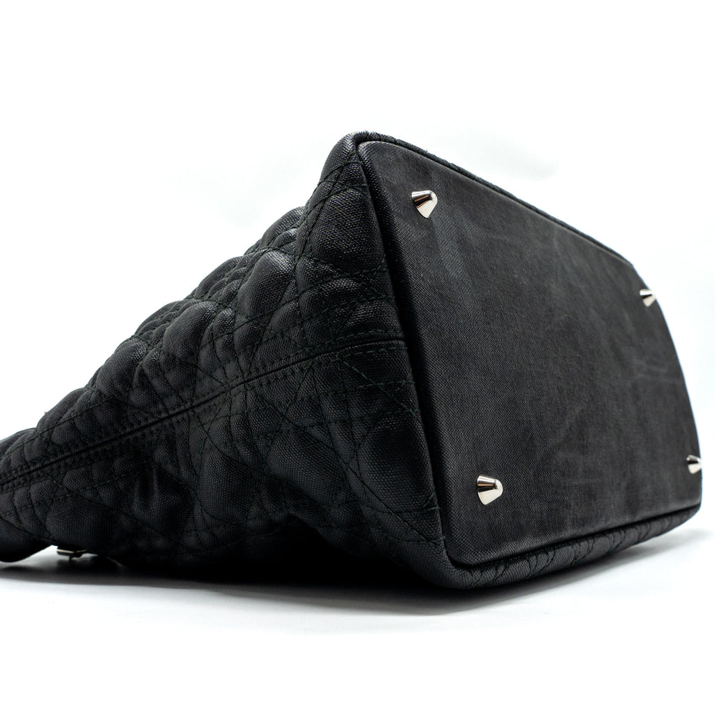 DIOR SHOPPING TOTE BAG FABRIC/LEATHER BLACK SHW