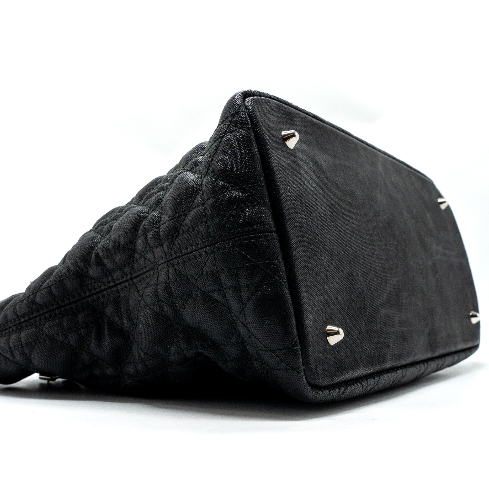DIOR SHOPPING TOTE BAG FABRIC/LEATHER BLACK SHW