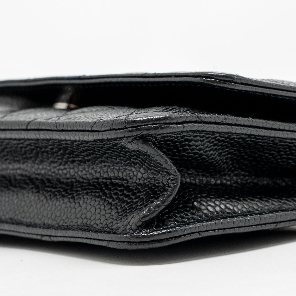 CHANEL CLASSIC WALLET ON CHAIN CAVIAR BLACK SHW (MICROCHIP)