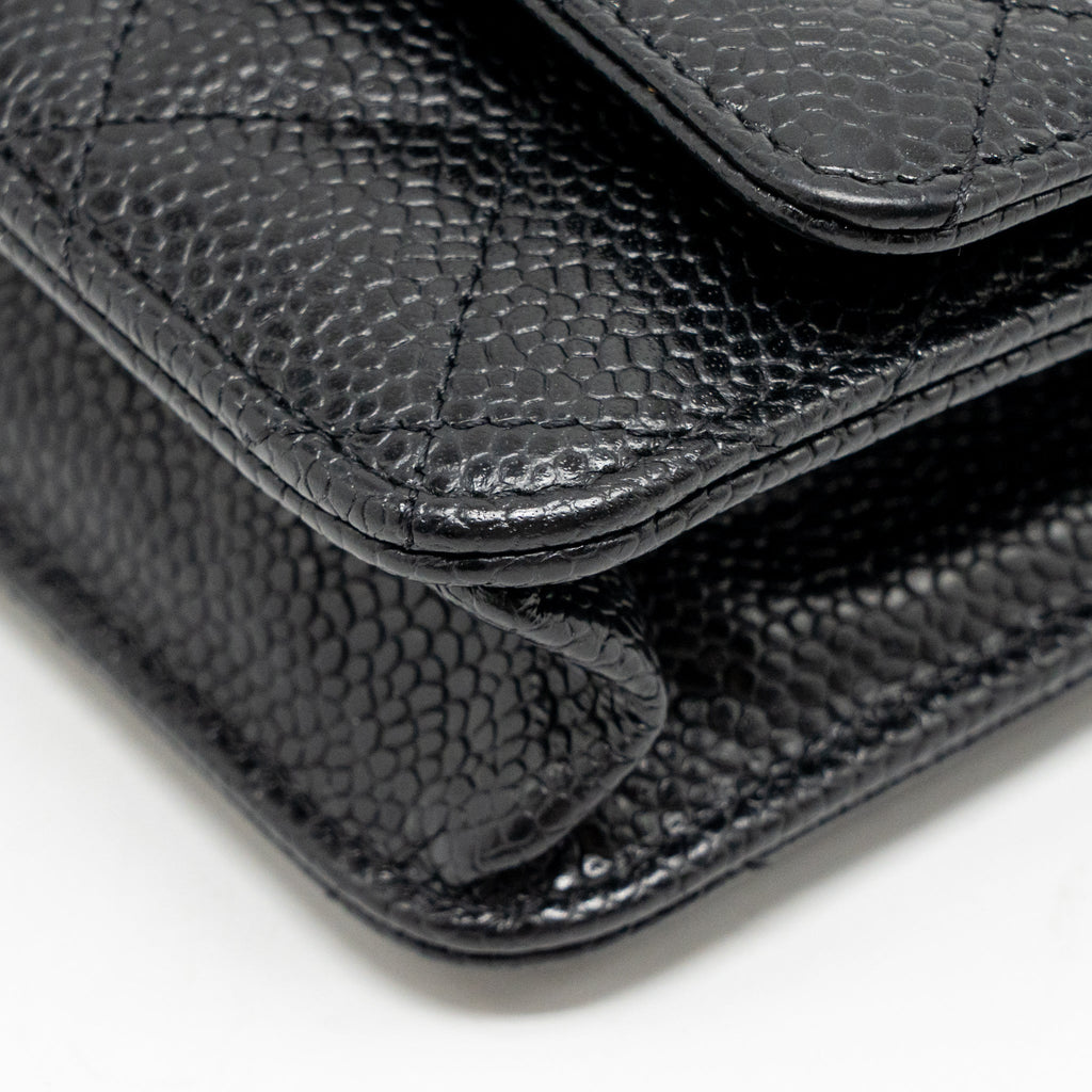 CHANEL CLASSIC WALLET ON CHAIN CAVIAR BLACK SHW (MICROCHIP)