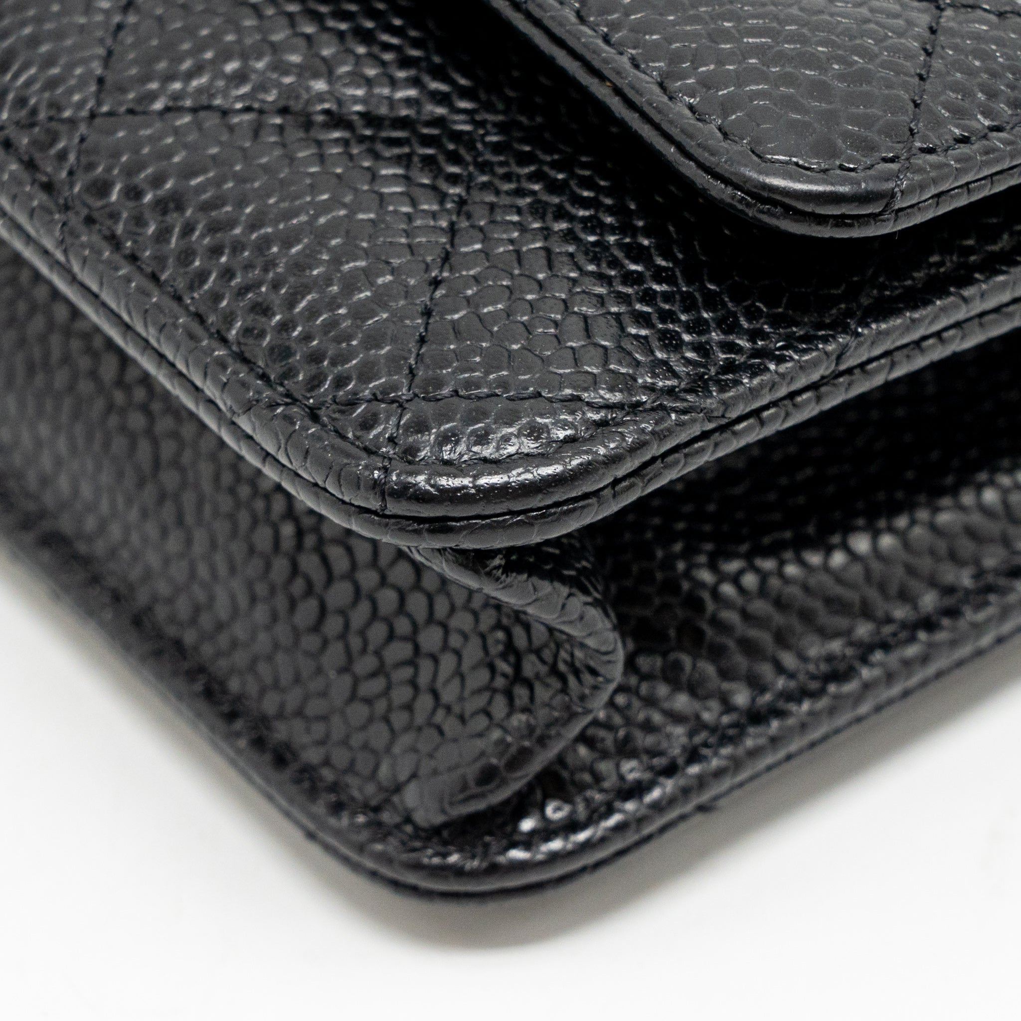 CHANEL CLASSIC WALLET ON CHAIN CAVIAR BLACK SHW (MICROCHIP)