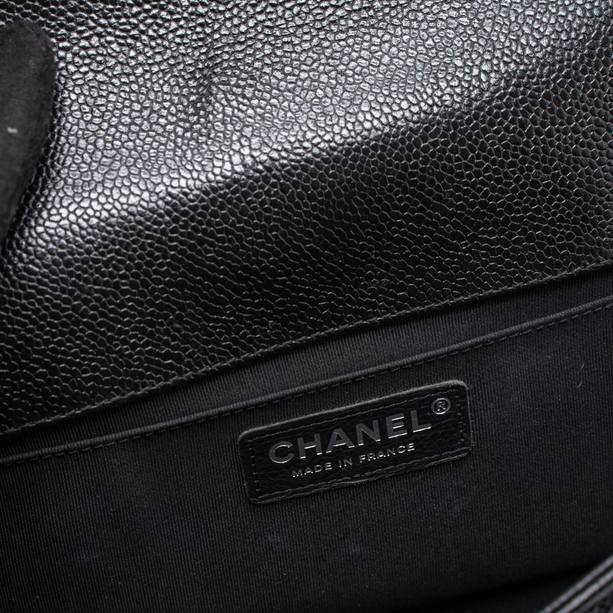 CHANEL MEDIUM BOY BAG CHEVRON CAVIAR BLACK SHW