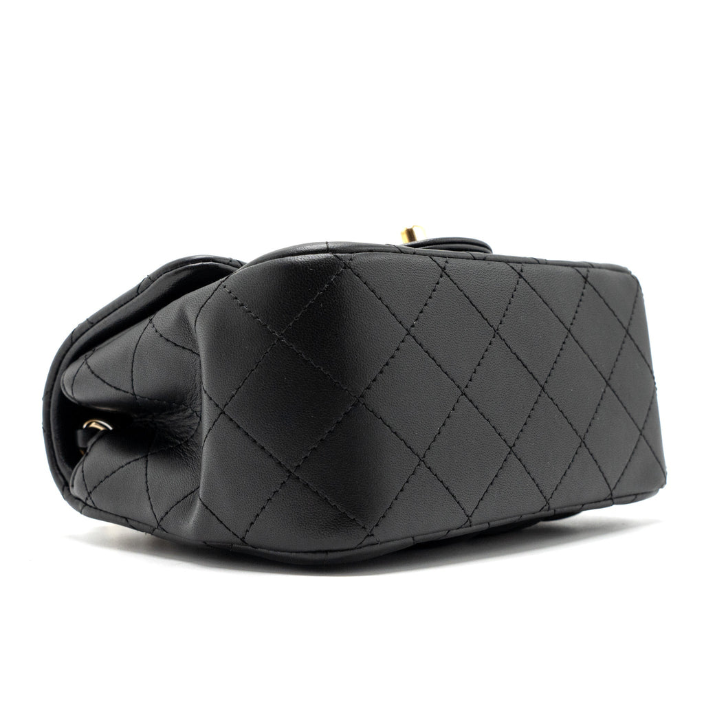 CHANEL MINI SQUARE FLAP BAG LAMBSKIN BLACK GHW
