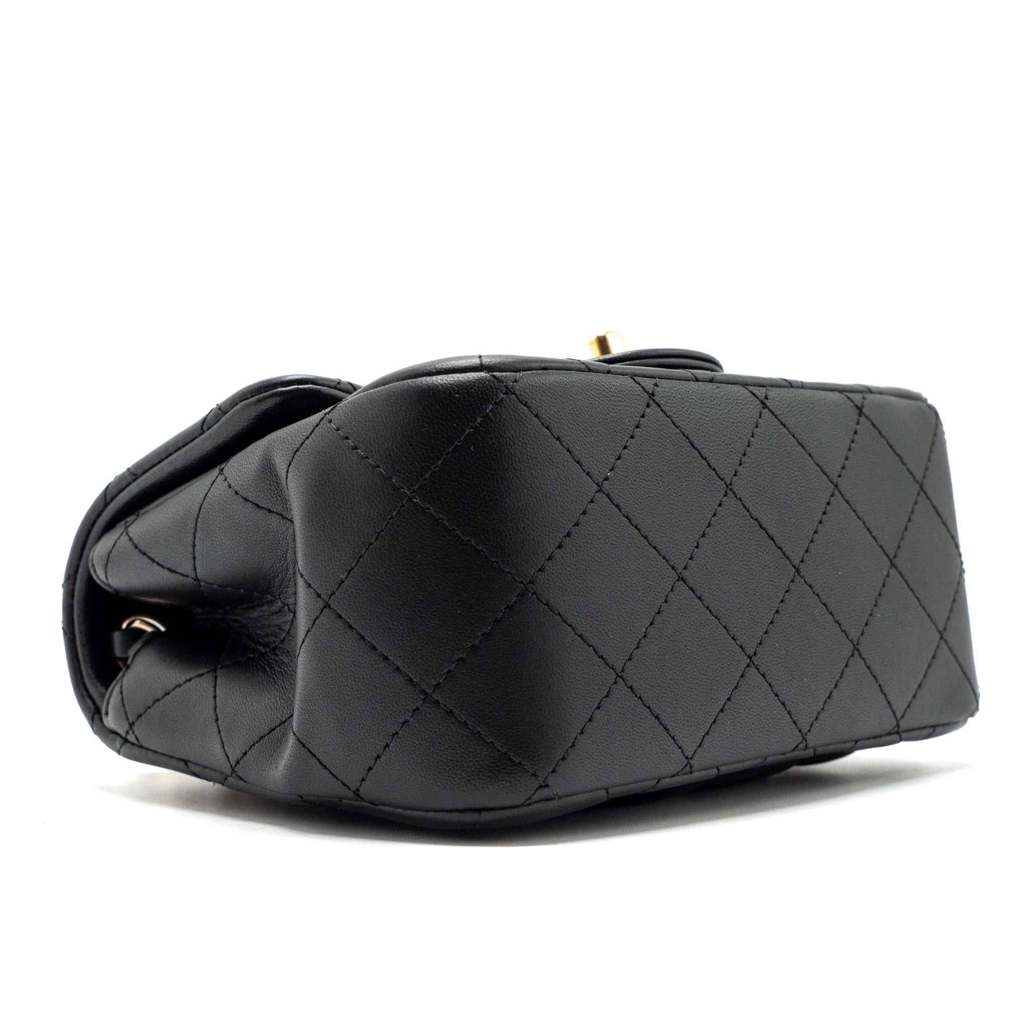CHANEL MINI SQUARE FLAP BAG LAMBSKIN BLACK GHW