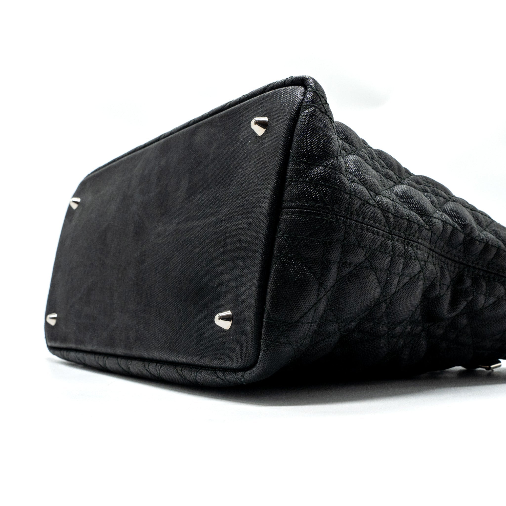 DIOR SHOPPING TOTE BAG FABRIC/LEATHER BLACK SHW