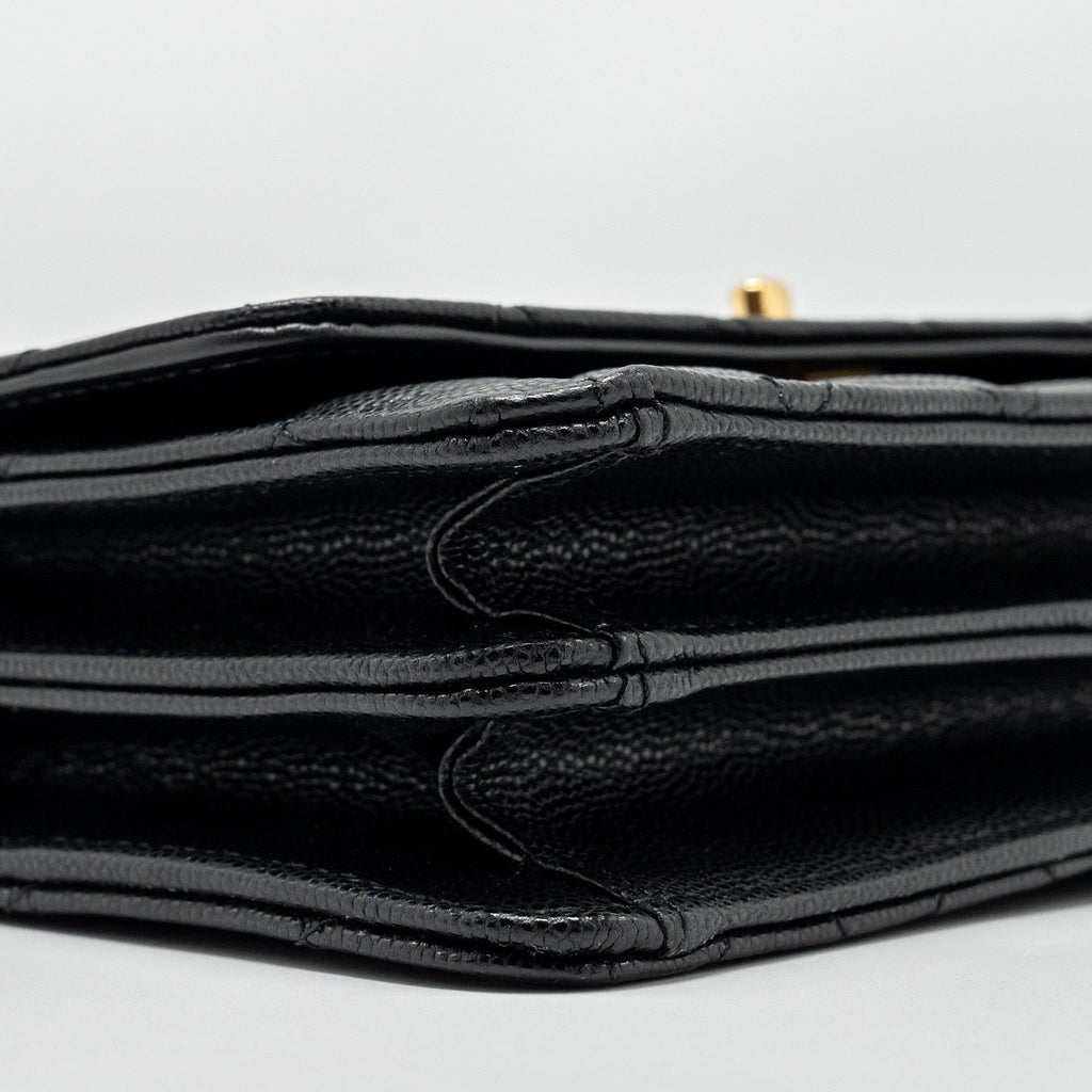 CHANEL 23S WALLET ON CHAIN WITH BAG CHARM CAVIAR BLACK GHW(MICROCHIP)