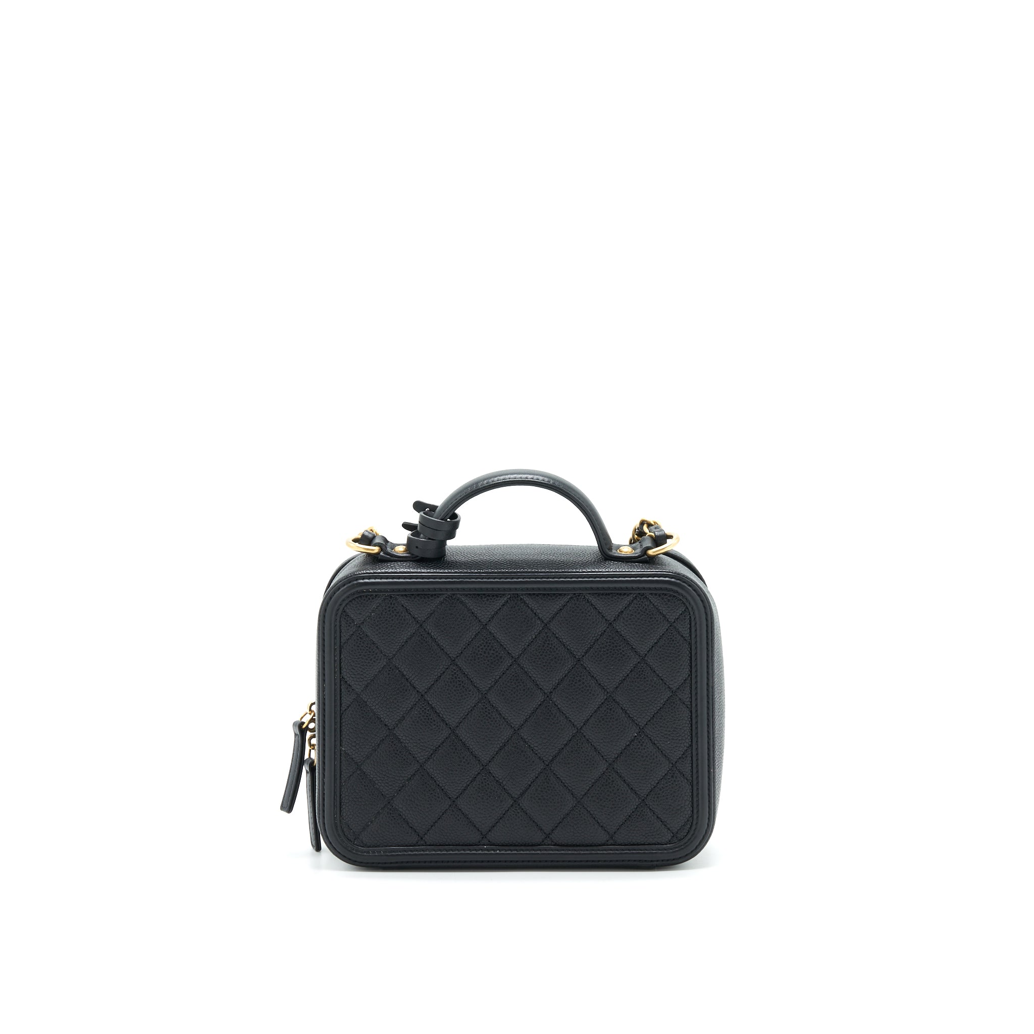 CHANEL CAVIA LEATHER VANITY BAG BLACK GHW