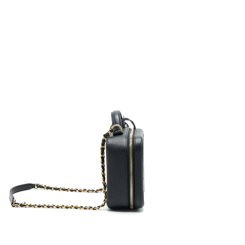 CHANEL CAVIA LEATHER VANITY BAG BLACK GHW
