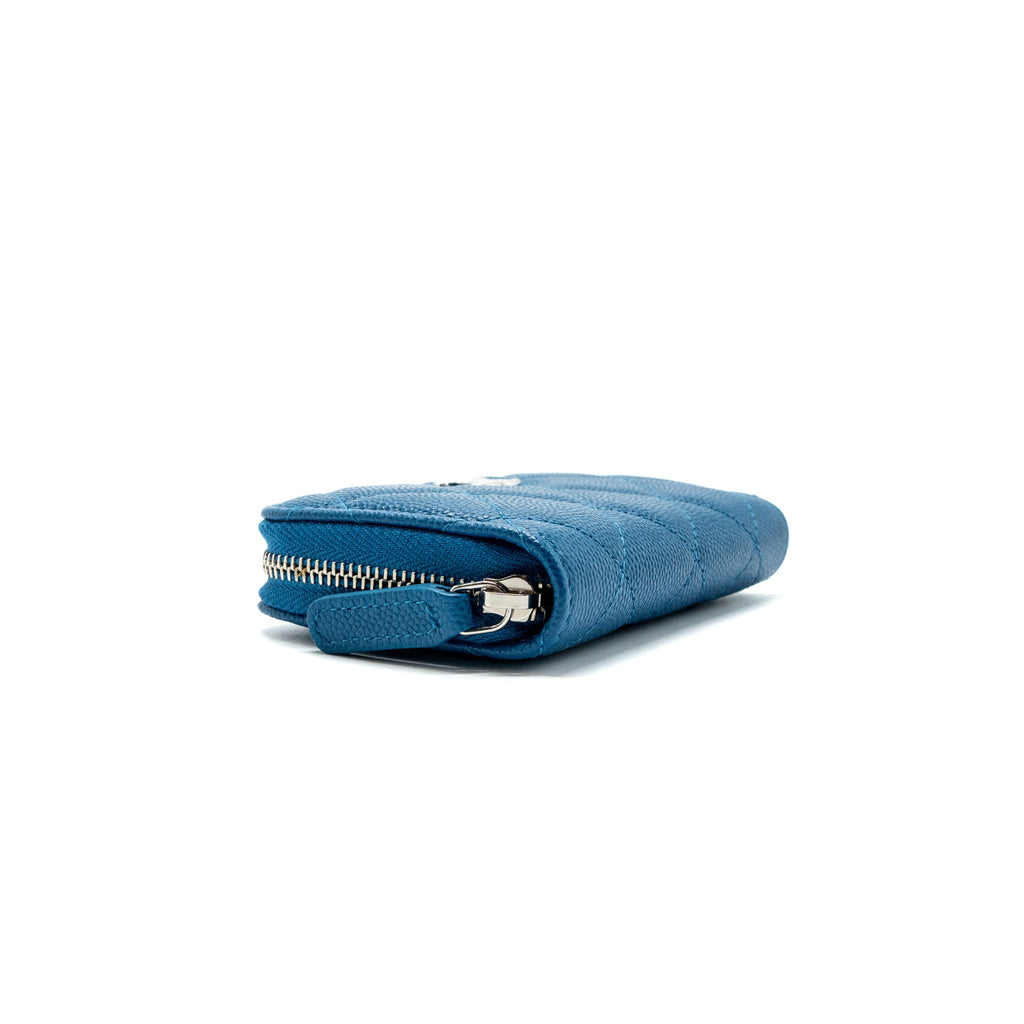 CHANEL SMALL ZIP CARD HOLDER CAVIAR BLUE SHW