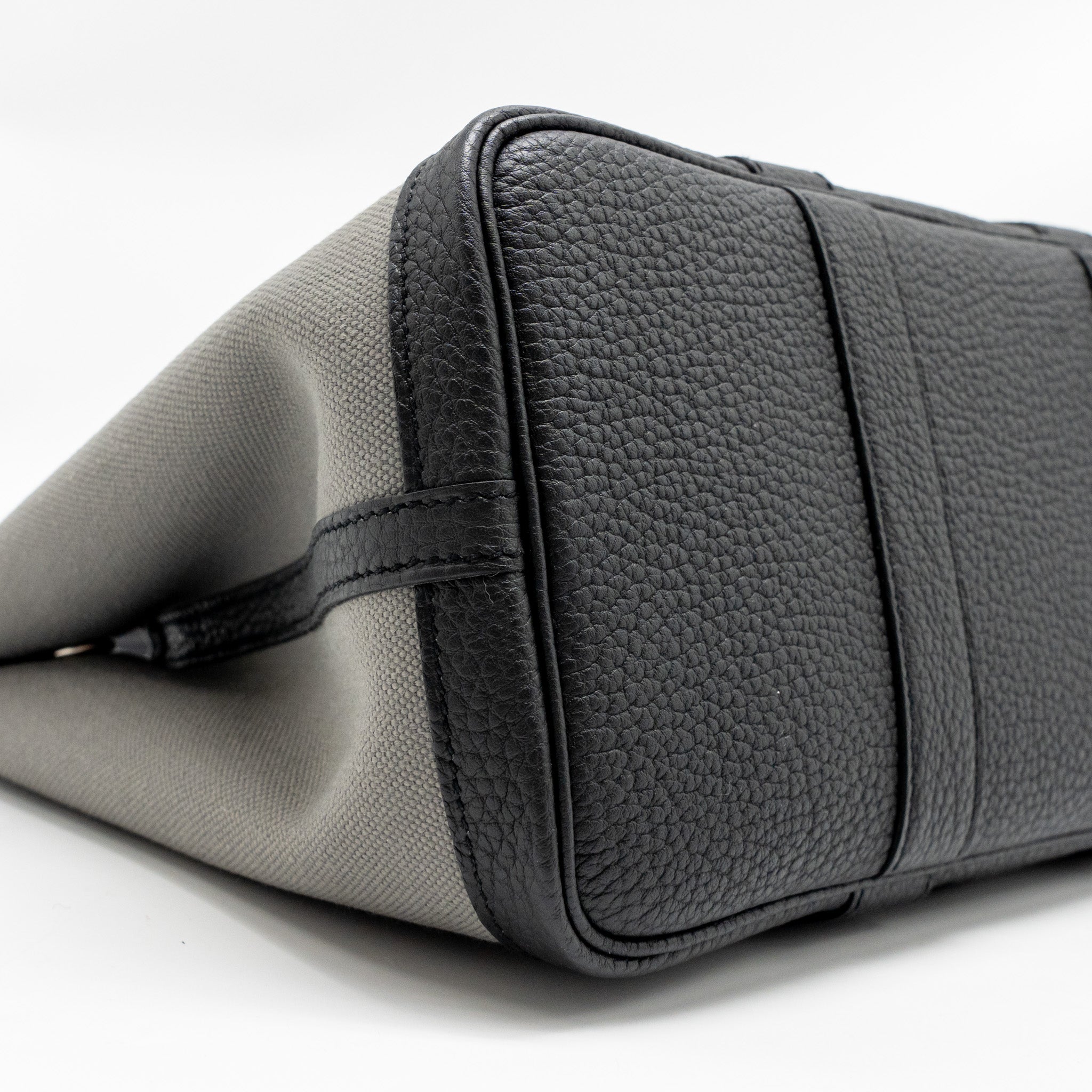HERMES GARDEN PARTY 30 CANVAS / NEGONDA LEATHER GREY/ BLACK SHW