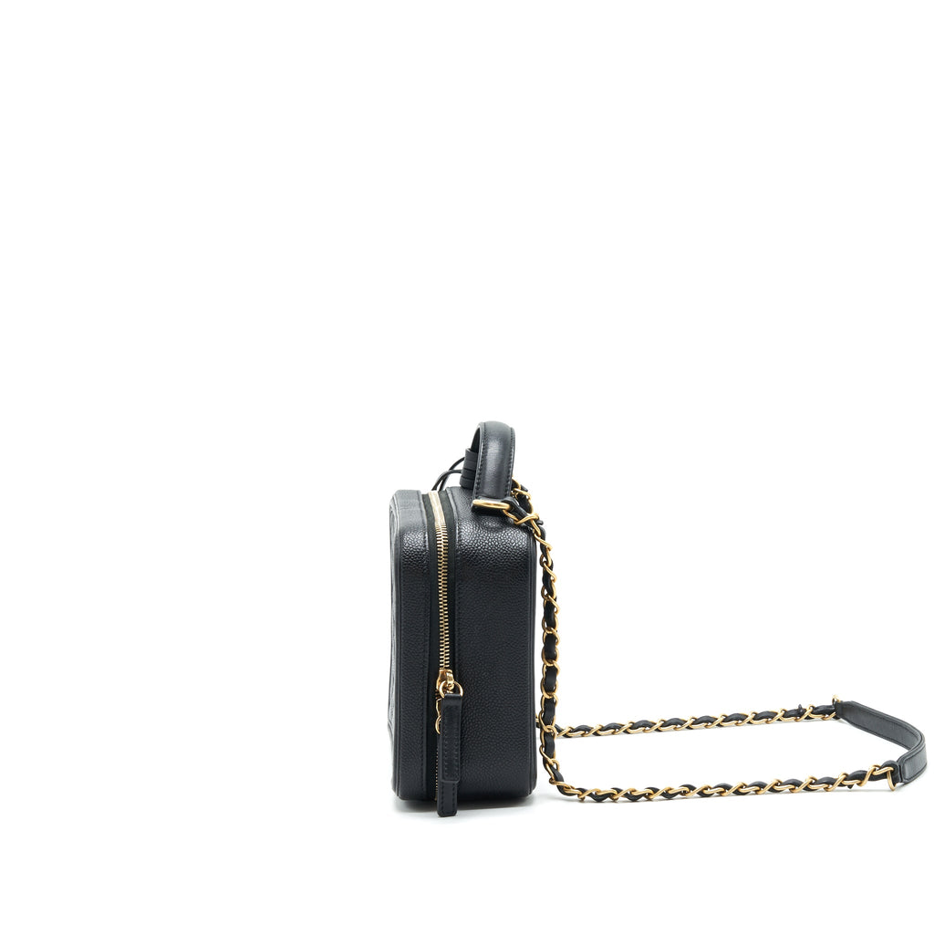 CHANEL CAVIA LEATHER VANITY BAG BLACK GHW