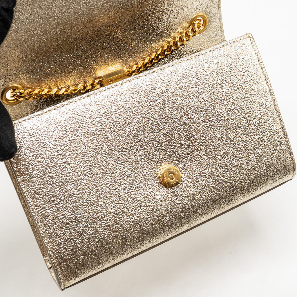SAINT LAURENT/YSL SMALL KATE BAG GRAINED CALFSKIN GOLD GHW