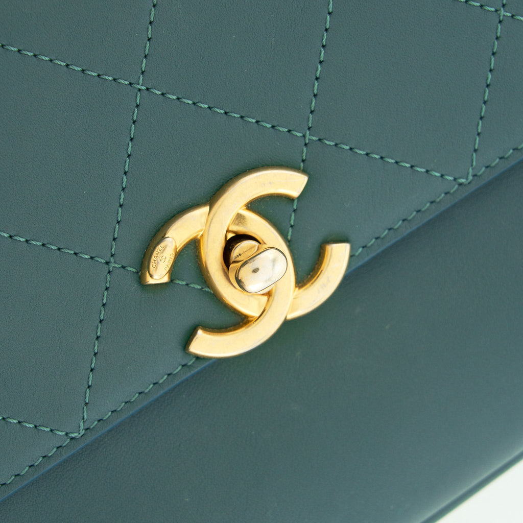 CHANEL FLAP BAG IN DARK TURQUOISE IN GHW