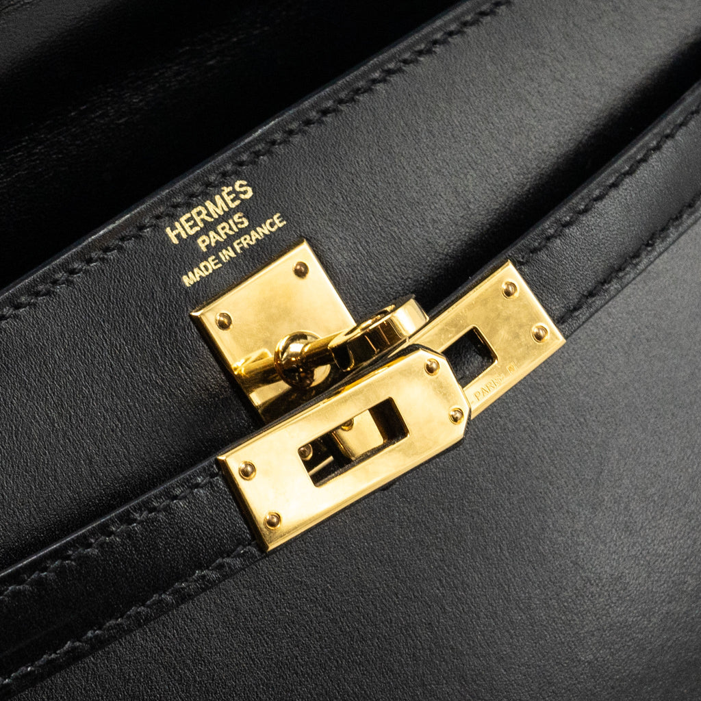 HERMES KELLY 25 BOX BLACK GHW