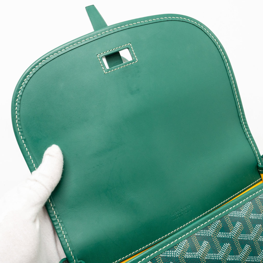 GOYARD BELVEDERE PM MESSENGER BAG GOYARDLINE CANVAS GREEN SHW