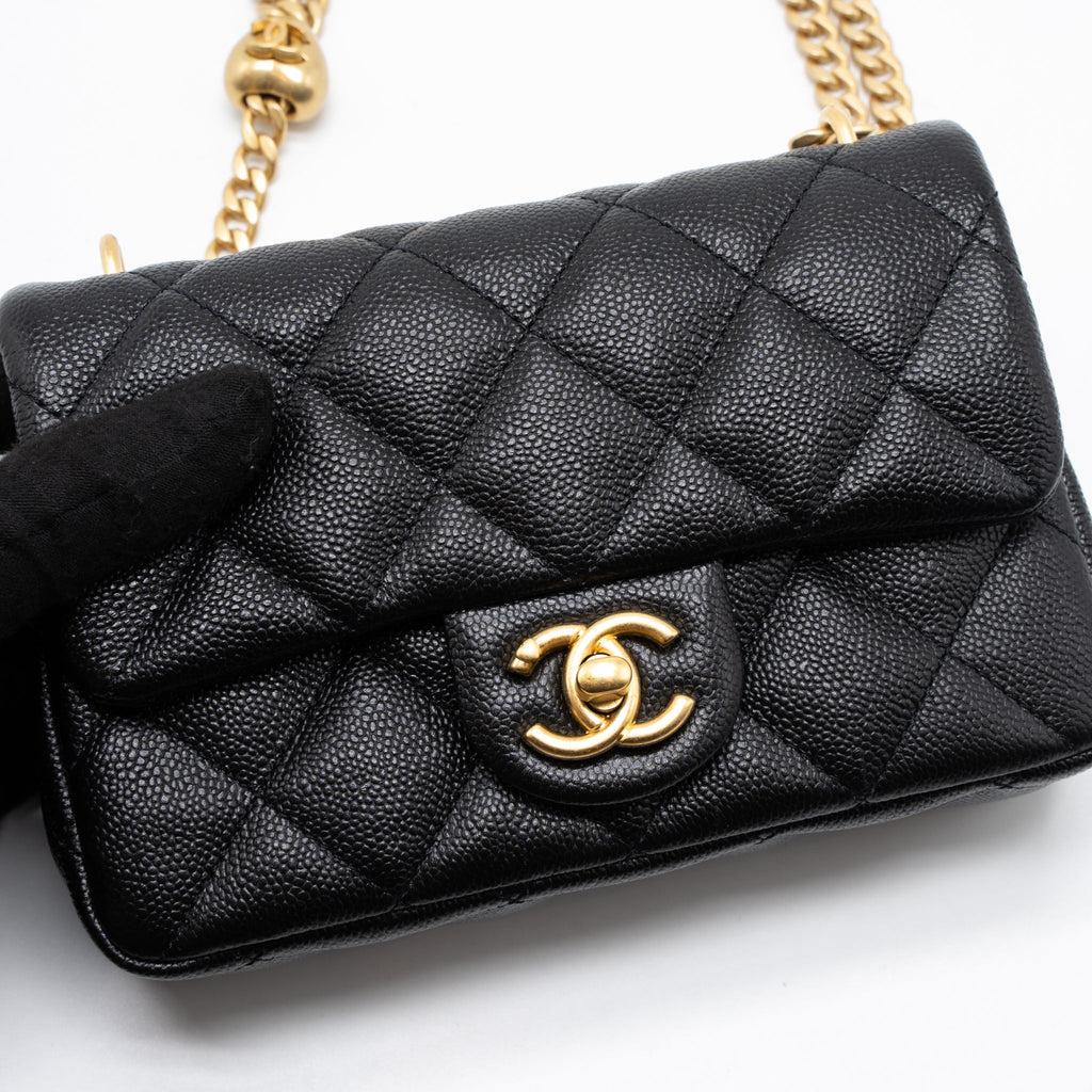 CHANEL 23P MINI COCO LOVE FLAP BAG CAVIAR BLACK GHW (MICROCHIP)