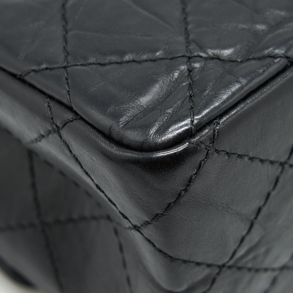 CHANEL 2.55 226 REISSUE DOUBLE FLAP BAG CALFSKIN BLACK GHW