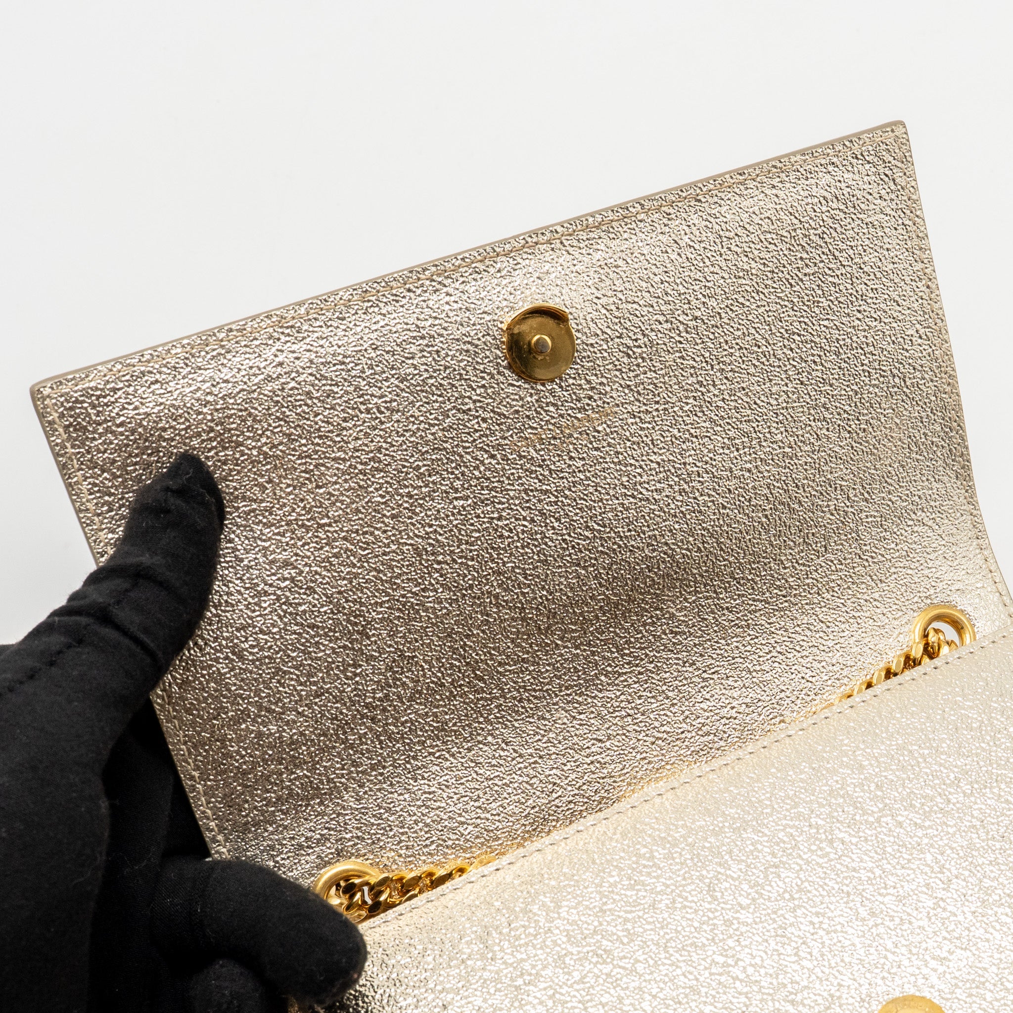 SAINT LAURENT/YSL SMALL KATE BAG GRAINED CALFSKIN GOLD GHW