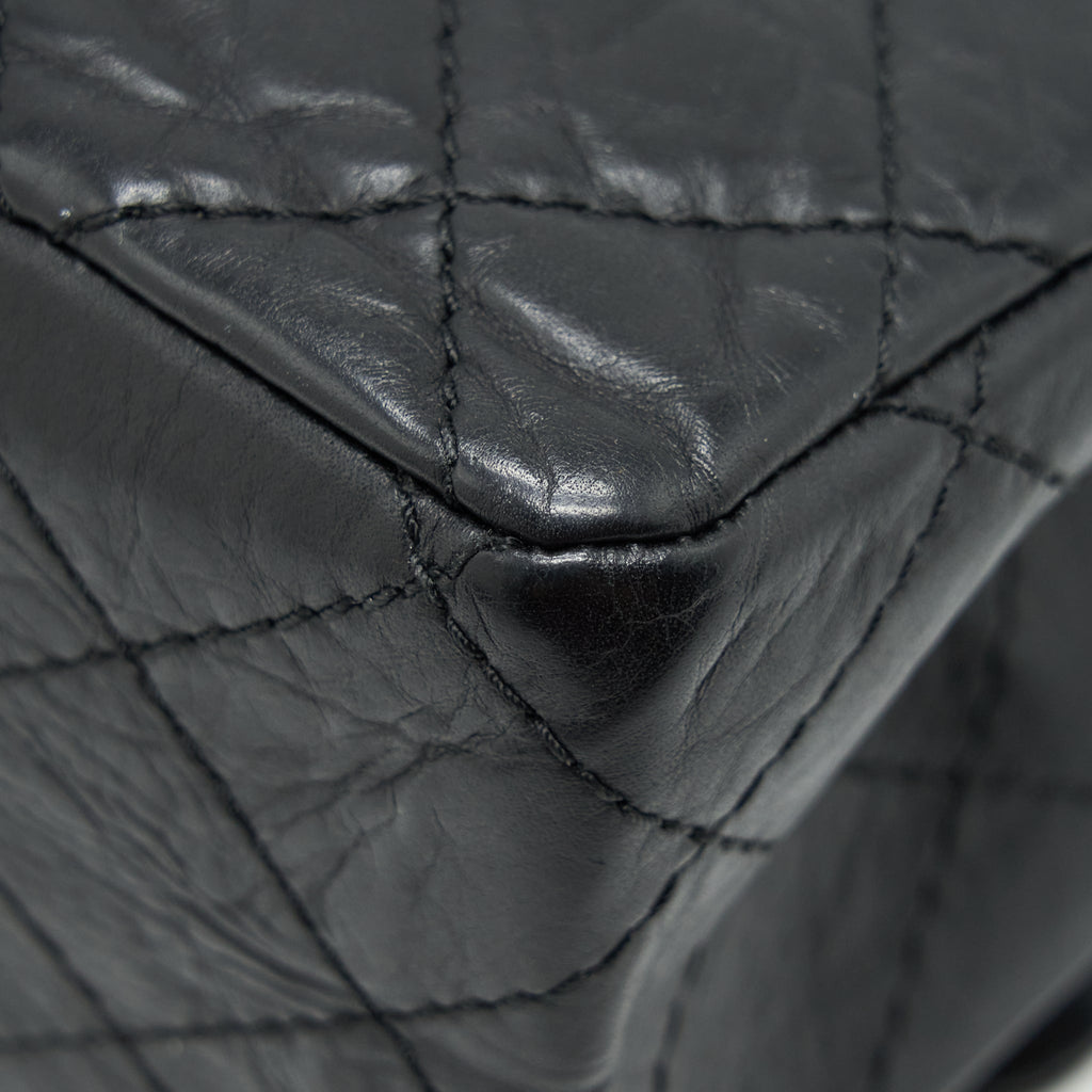 CHANEL 2.55 226 REISSUE DOUBLE FLAP BAG CALFSKIN BLACK GHW