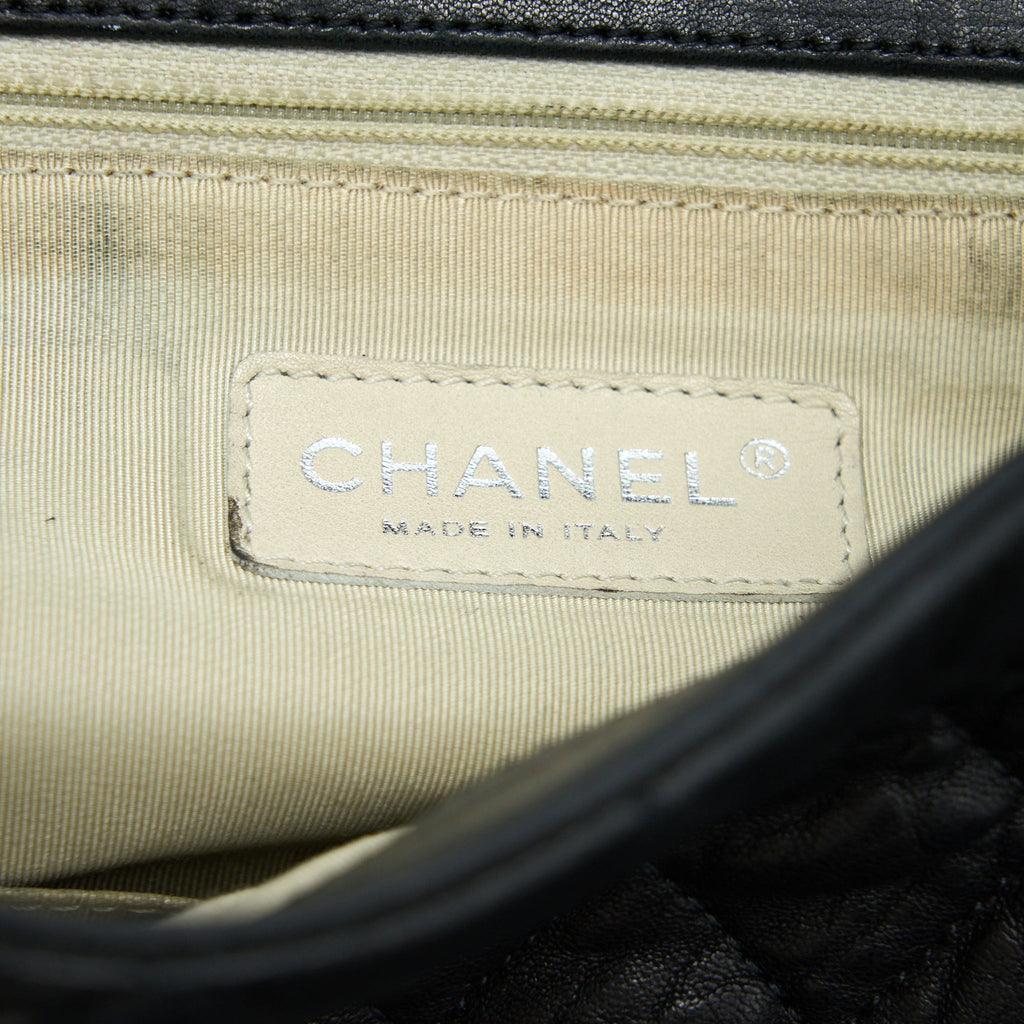 CHANEL QUILTED CHAIN AROUND MAXI FLAP BAG LAMBSKIN BLACK SHW