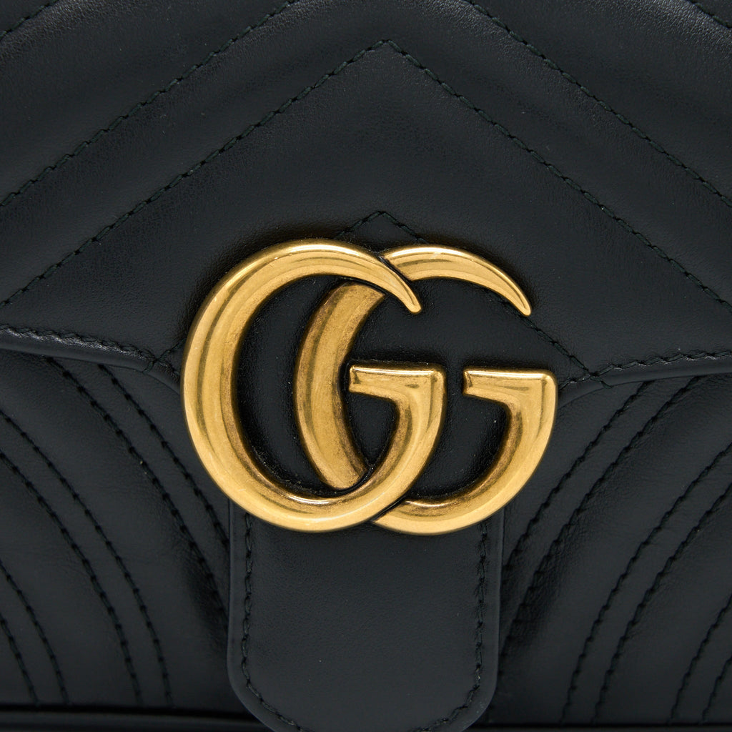 GUCCI SMALL MARMONT SHOULDER BAG CALFSKIN BLACK GHW