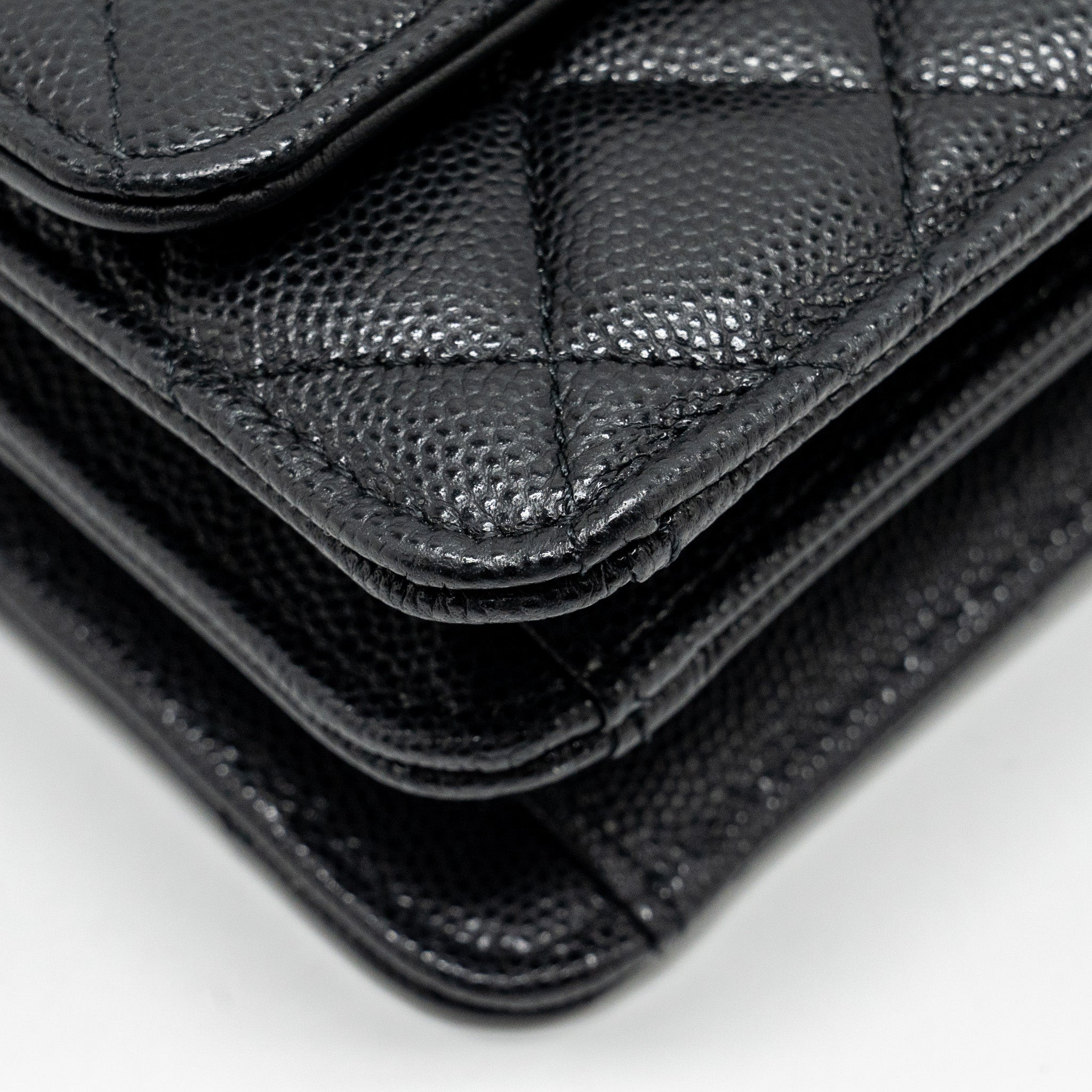 CHANEL 23S WALLET ON CHAIN WITH BAG CHARM CAVIAR BLACK GHW(MICROCHIP)