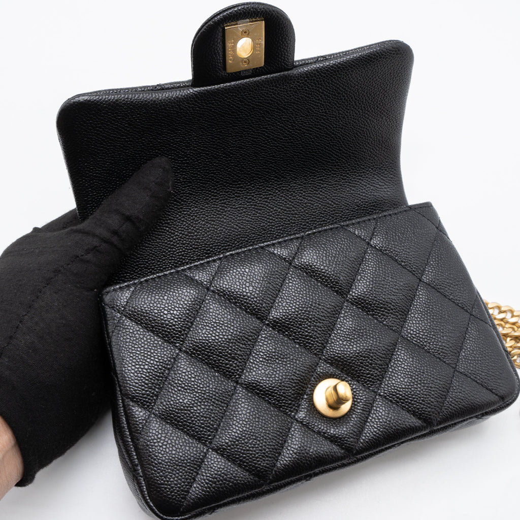 CHANEL 23P MINI COCO LOVE FLAP BAG CAVIAR BLACK GHW (MICROCHIP)