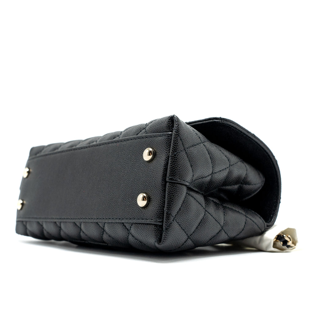 CHANEL SMALL COCO HANDLE CAVIAR BLACK LGHW (MICROCHIP)