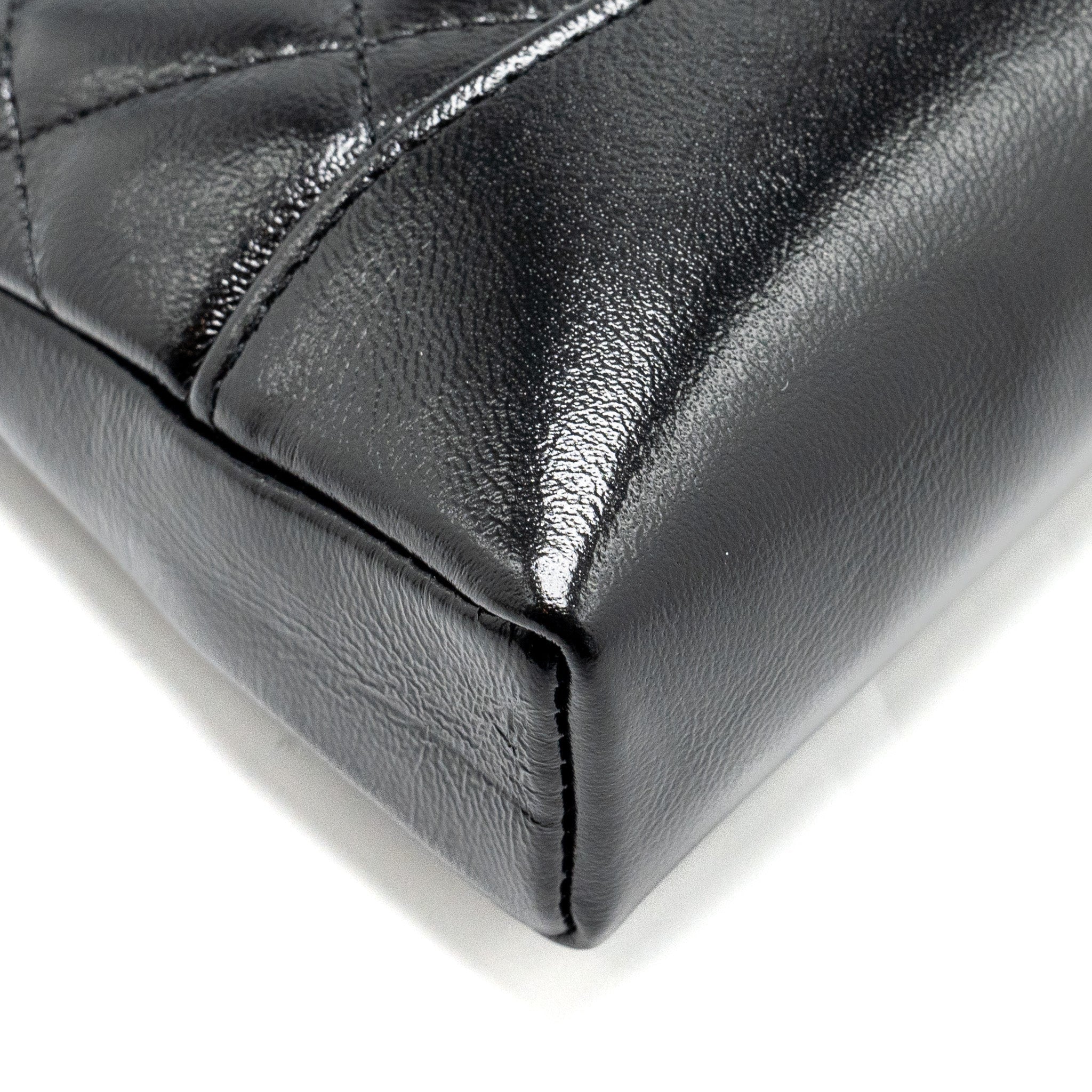 CHANEL MINI 31 CLUTCH WITH CHAIN SHINY CALFSKIN BLACK LGHW (MICROCHIP)