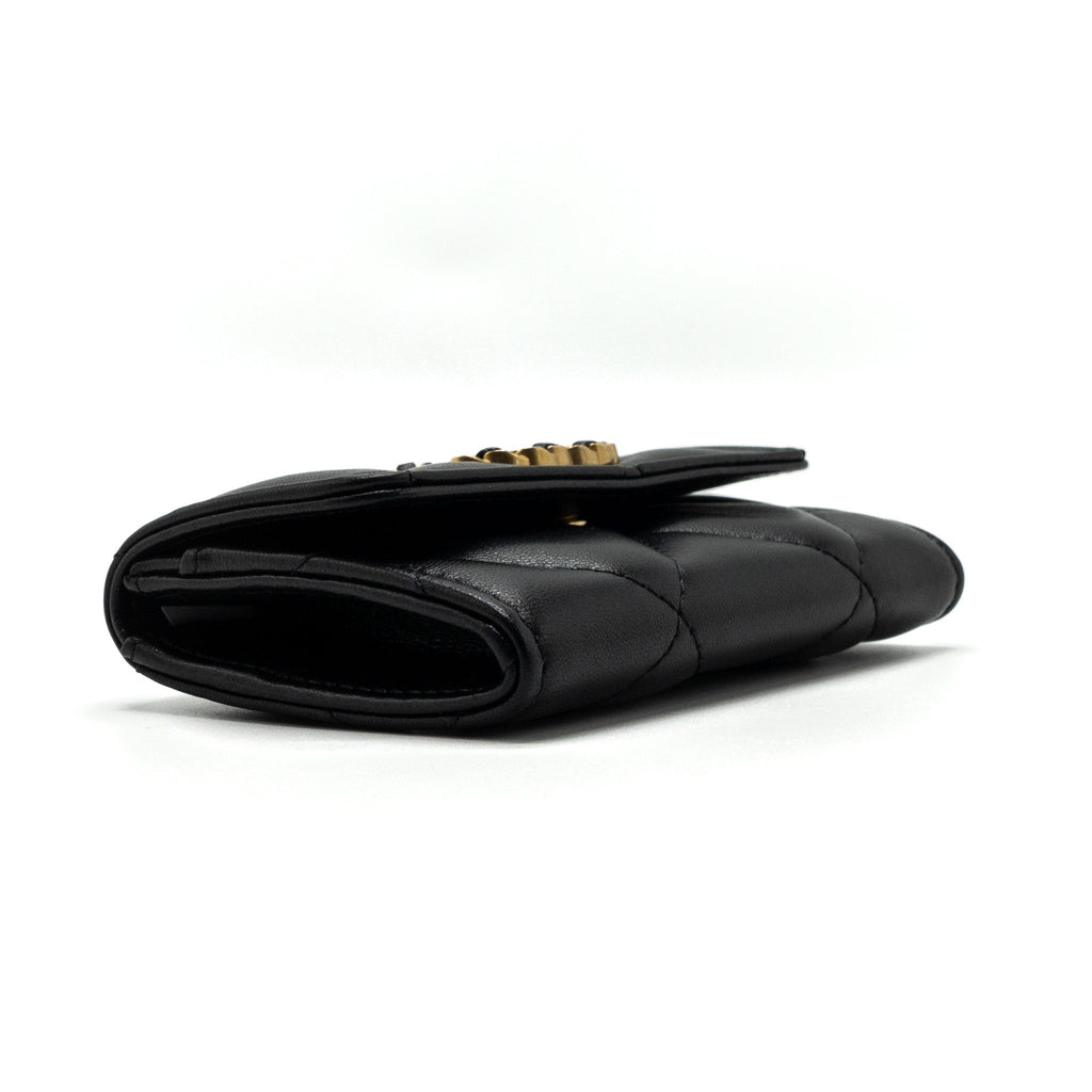 CHANEL 19 FLAP CARD HOLDER LAMBSKIN BLACK GHW (MICROCHIP)