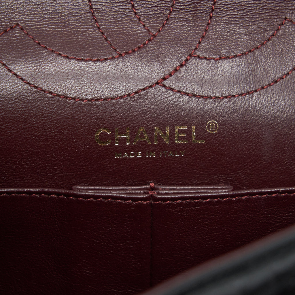 CHANEL 2.55 226 REISSUE DOUBLE FLAP BAG CALFSKIN BLACK GHW