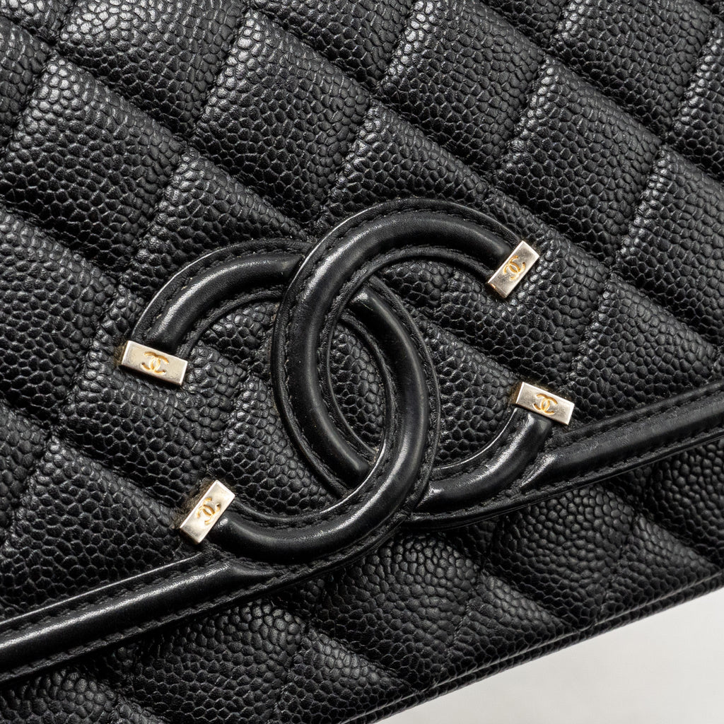 CHANEL FILIGREE FLAP BAG CAVIAR BLACK GHW