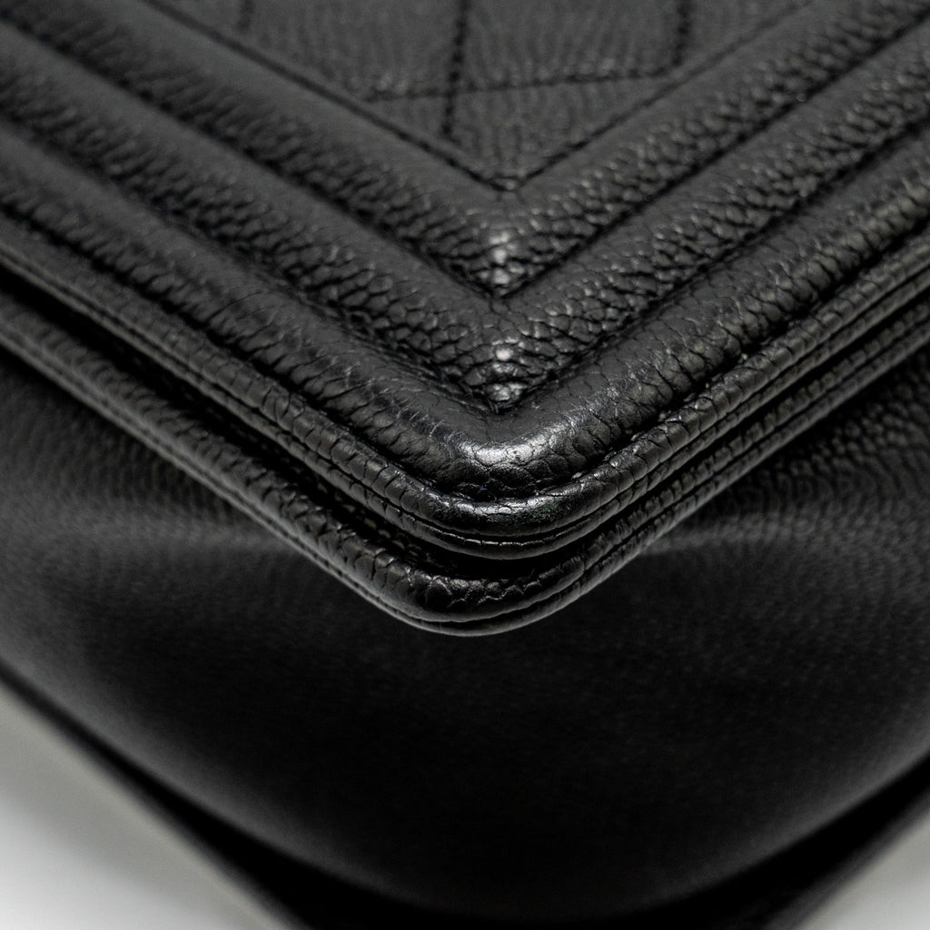 CHANEL MAXI BOY BAG CAVIAR BLACK RUTHENIUM HARDWARE