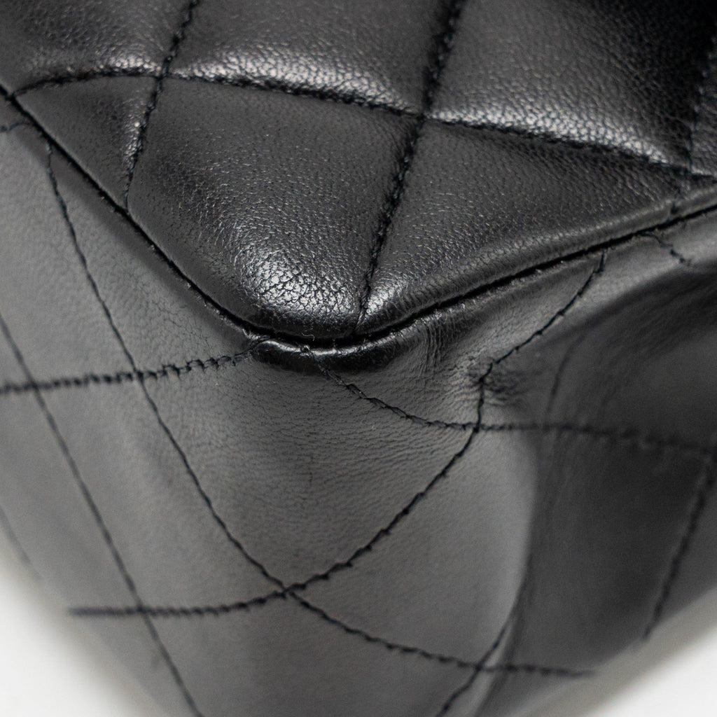 CHANEL SMALL CLASSIC DOUBLE FLAP BAG LAMBSKIN BLACK SHW