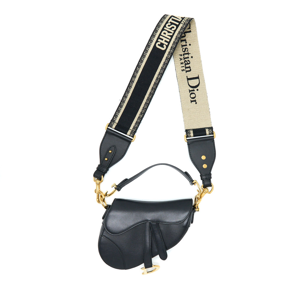 DIOR SMALL SADDLE BAG CALFSKIN BLACK GHW