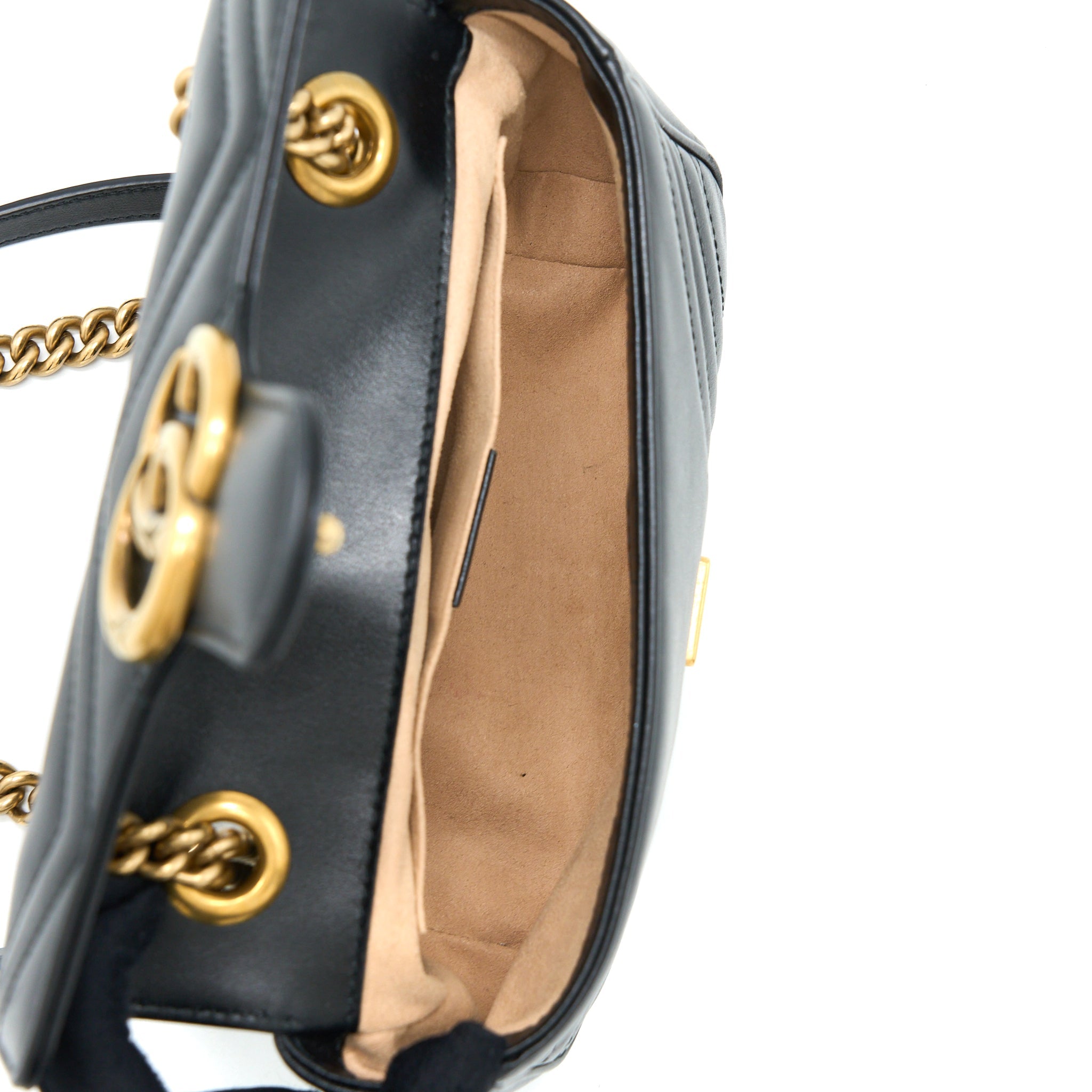 GUCCI SMALL MARMONT SHOULDER BAG CALFSKIN BLACK GHW