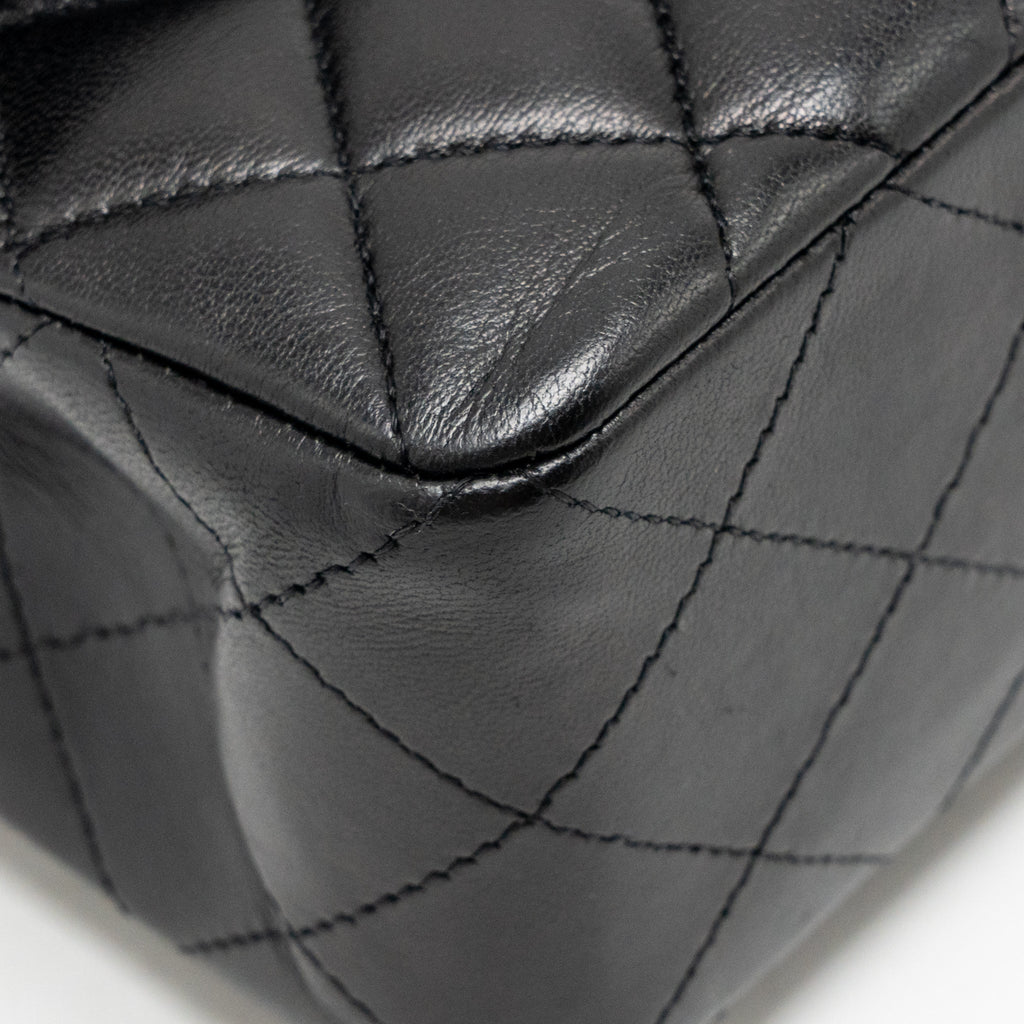 CHANEL SMALL CLASSIC DOUBLE FLAP BAG LAMBSKIN BLACK SHW
