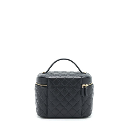 CHANEL TOP HANDLE VANITY CASE CAVIAR BLACK LGHW