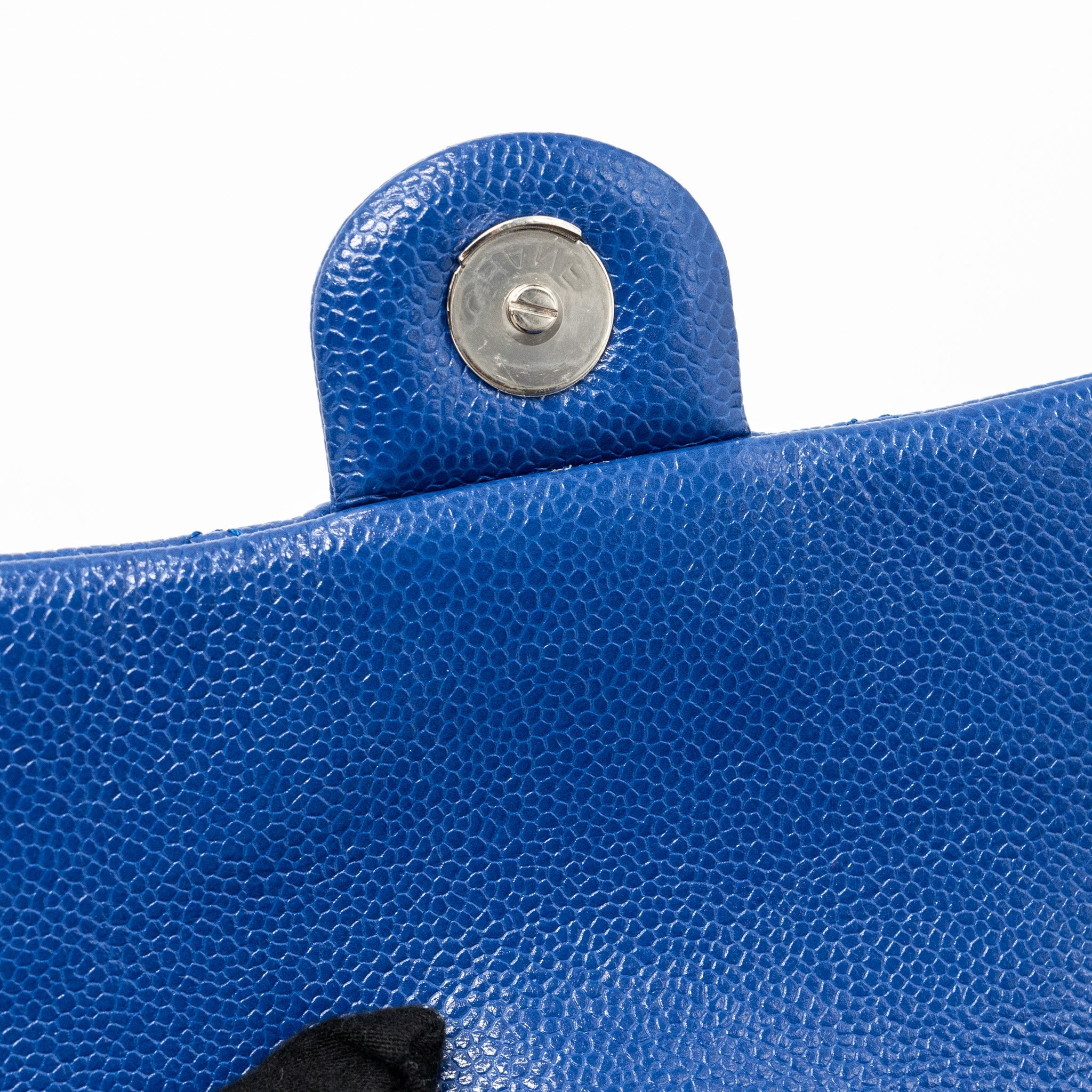 CHANEL SQUARE FLAP BAG CAVIAR BLUE WITH BLUE HARDWARE