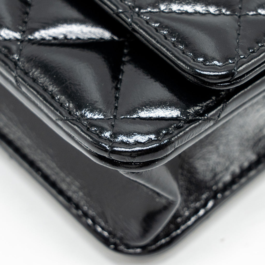 CHANEL 24A WALLET ON CHAIN SHINY CALFSKIN BLACK GHW (MICROCHIP)