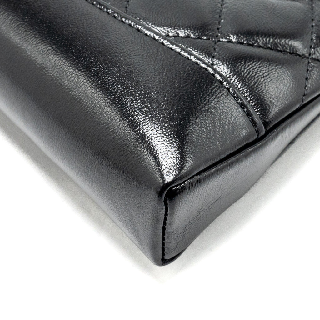 CHANEL MINI 31 CLUTCH WITH CHAIN SHINY CALFSKIN BLACK LGHW (MICROCHIP)