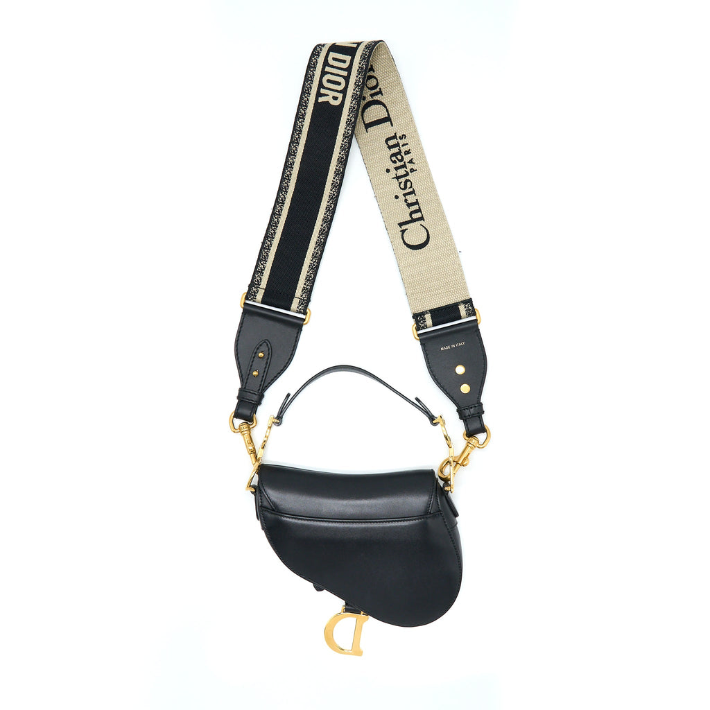 DIOR SMALL SADDLE BAG CALFSKIN BLACK GHW