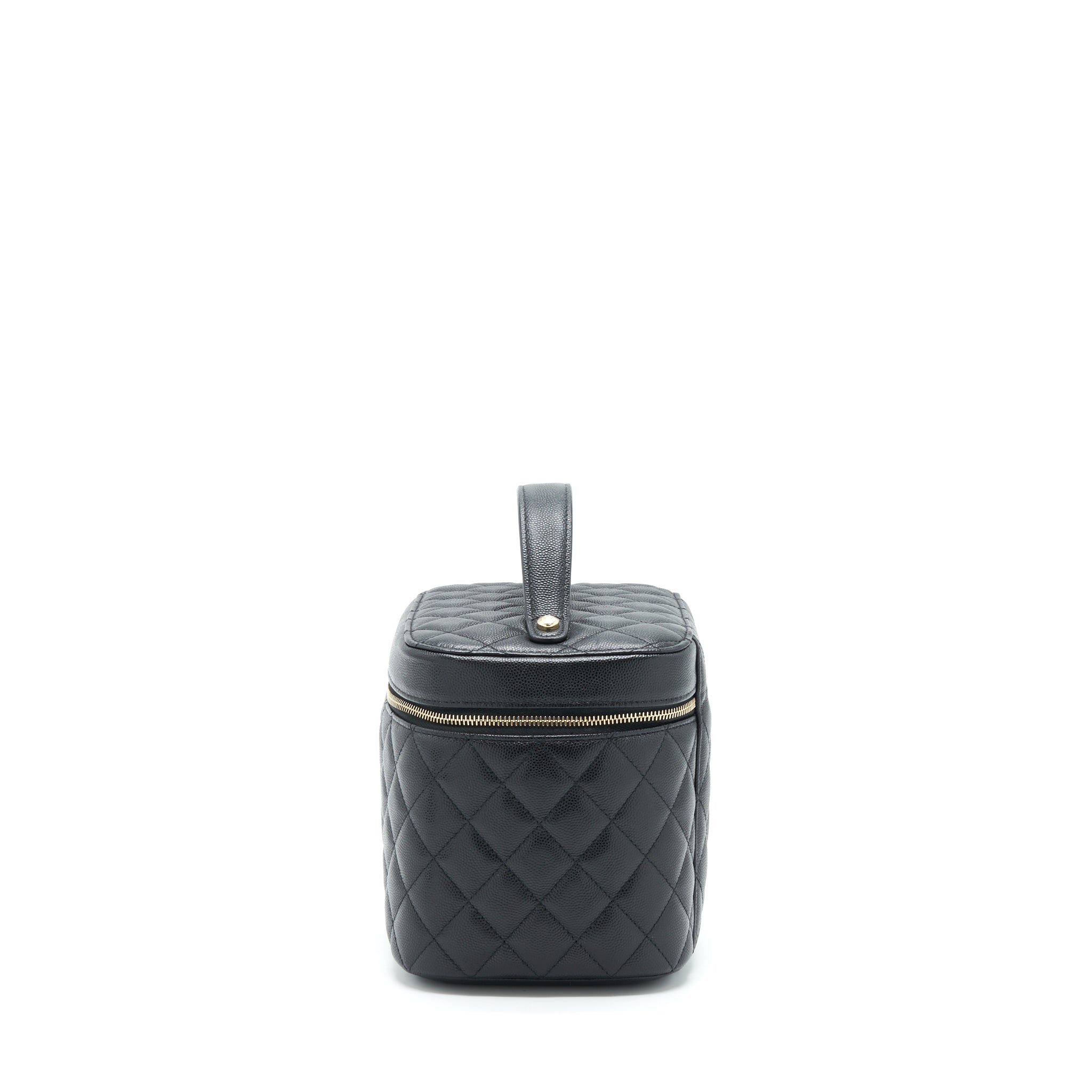 CHANEL TOP HANDLE VANITY CASE CAVIAR BLACK LGHW