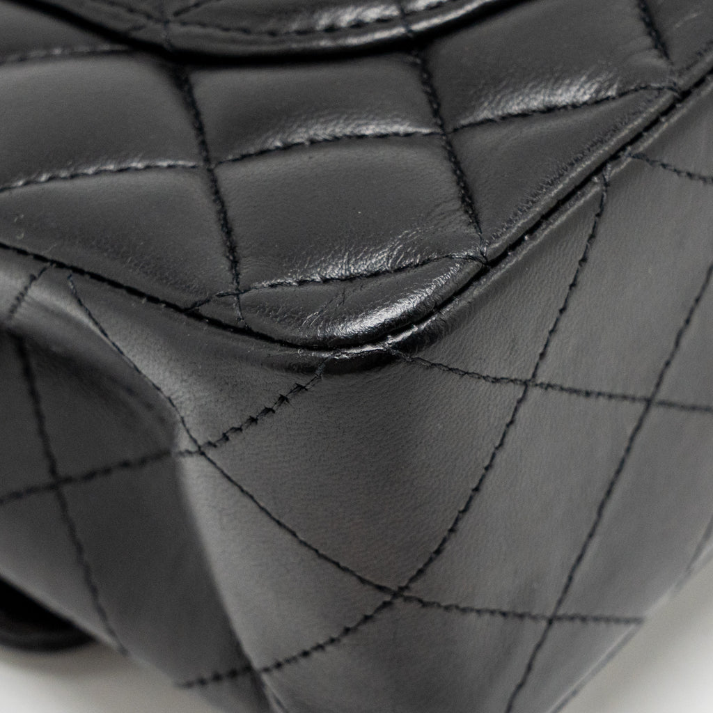 CHANEL SMALL CLASSIC DOUBLE FLAP BAG LAMBSKIN BLACK SHW