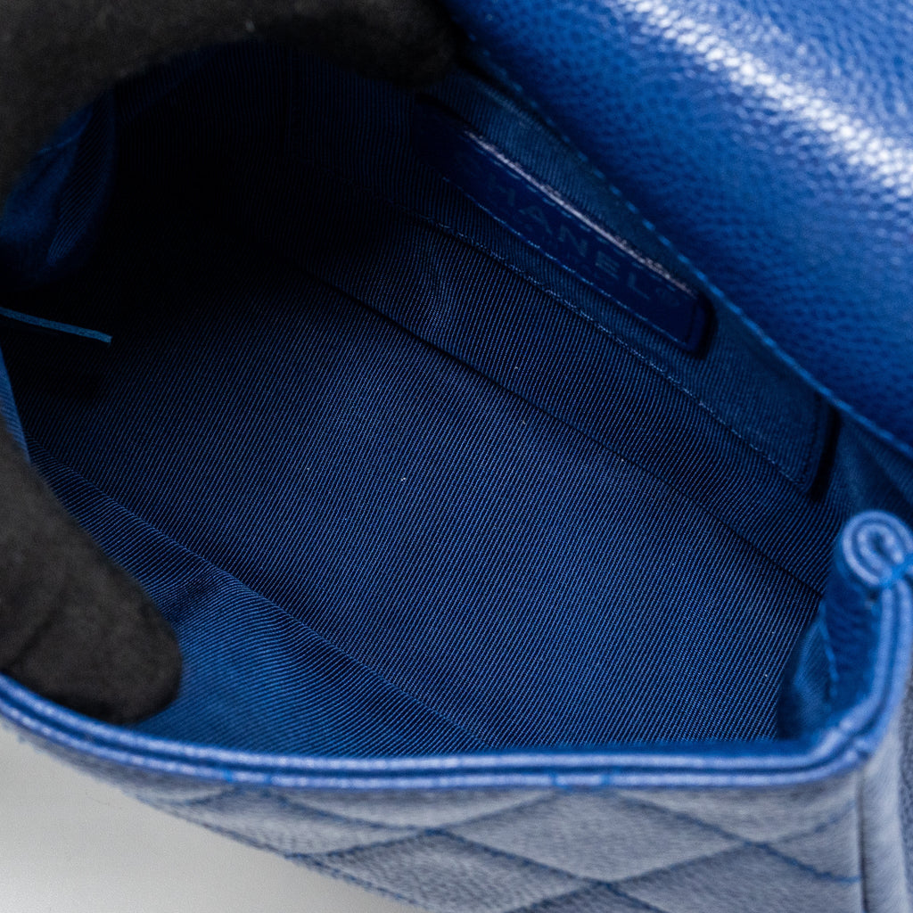CHANEL SQUARE FLAP BAG CAVIAR BLUE WITH BLUE HARDWARE