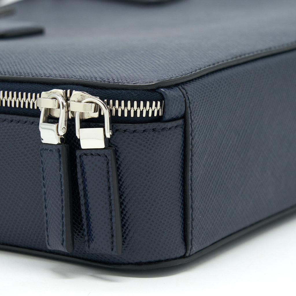 PRADA SAFFIANO BRIEFCASE NAVY SHW